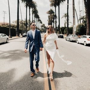 OFF SHOULDER PUFF SLEEVE WHITE BRIDAL DRESS